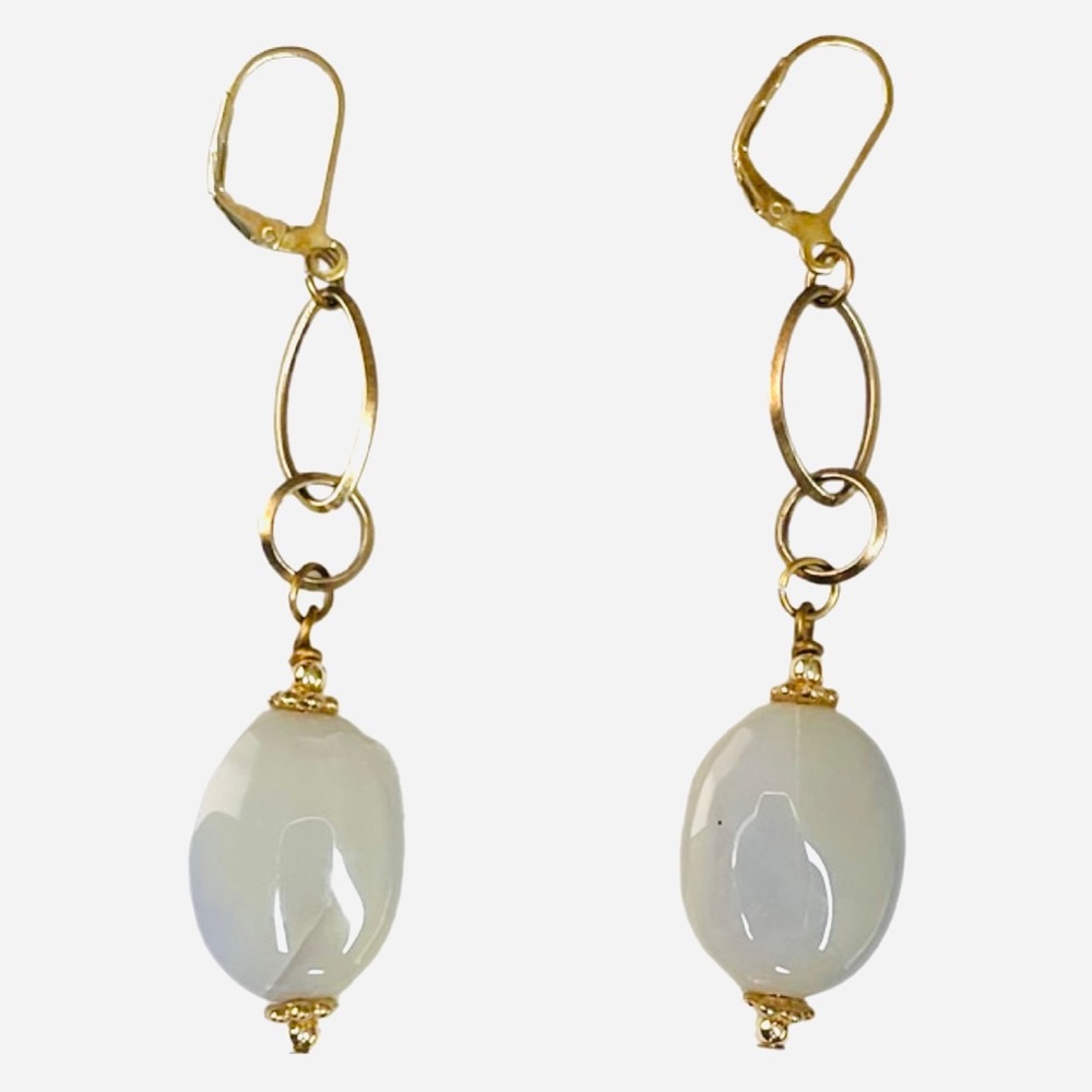 Blue-lace Agate dangling earrings 2.75” long
